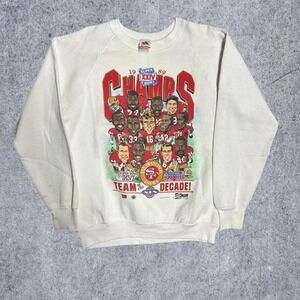 Vintage 1989 Superbowl Champs Nfl San Francisco 49Er Graphic Sweatshirt White Pr